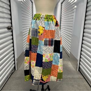 Vintage 60s handmade midi patchwork skirt M/L